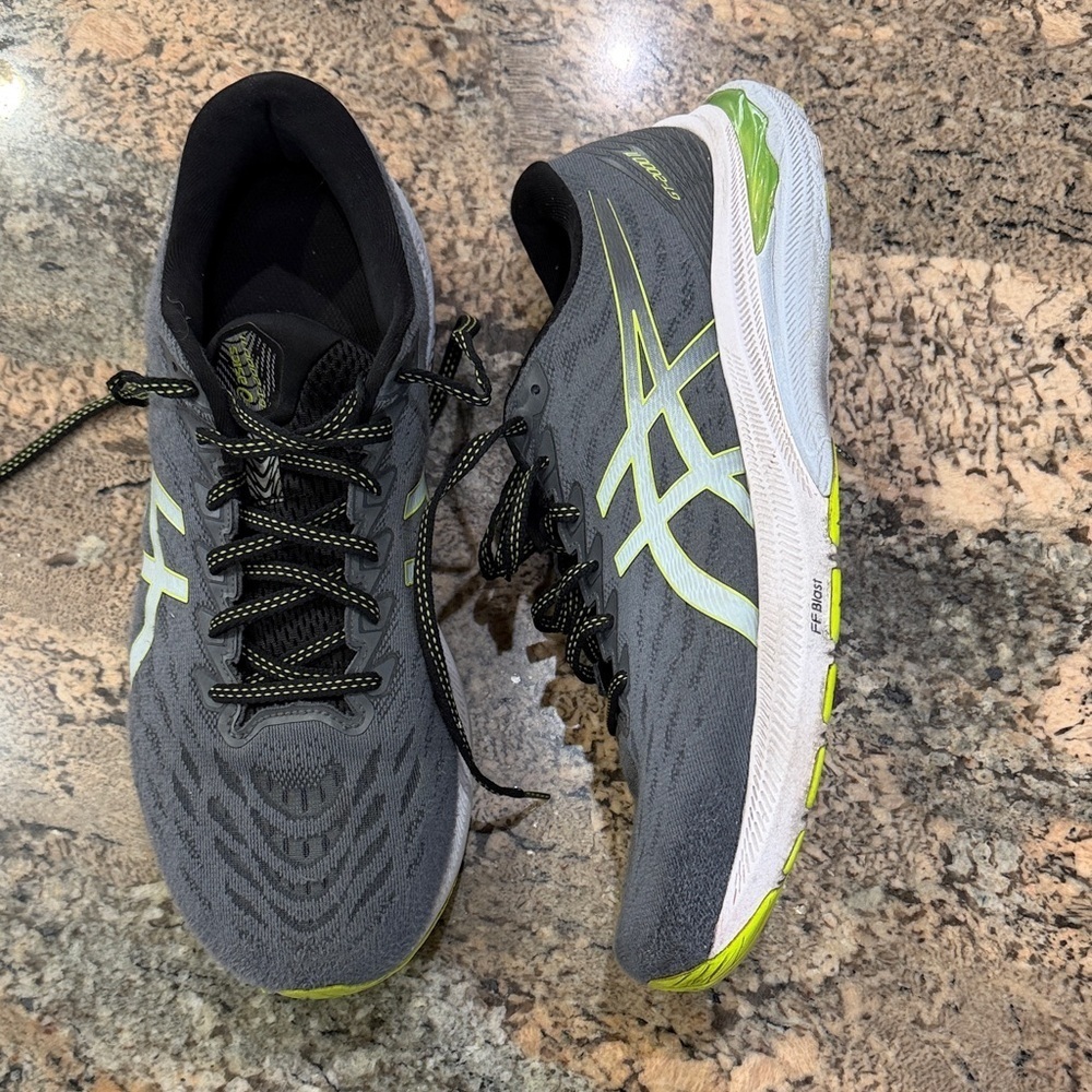 Asics Charcoal and Lime Athletic Sneakers